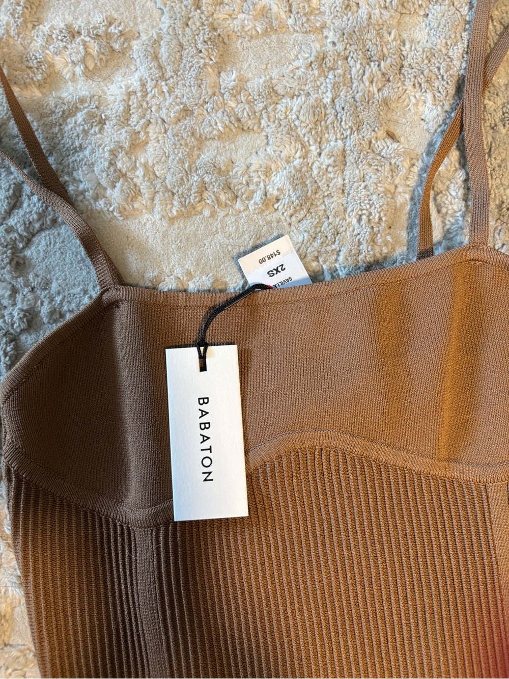 Aritzia Ribbed Sculpt Knit Dress - Brown - Picture 2 of 3